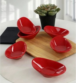 Set 6 boluri 275KRM1481, rosu, ceramica, 12x8x3 cm