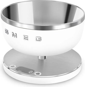 Cantar de bucatarie Smeg Collezione KSC01WHMWW, Pana la 5 kg/5 l, funcție TARA, Afisaj LED, Baza antiderapanta, Baterie reincarcabila, Alb mat
