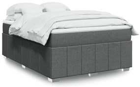 vidaXL Pat box spring cu saltea, gri închis, 140x190 cm, textil