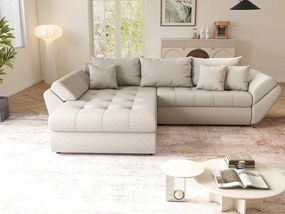 Colțar extensibil dumonde cu ladă de depozitare si sezut confortabil din spuma high-density, Loana Enjoy Bej 270x185 cm