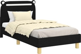 vidaXL Cadru de pat pentru copii cu spătar Negru 80 x 160 cm țesătură