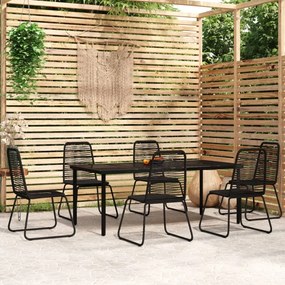 Set de mobilier pentru grădină, 7 piese, negru