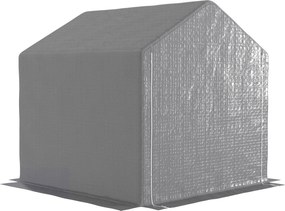 Outsunny Garaj de grădină 2 x 2 x 2 m garaj pentru biciclete exterior cu cadru din oțel galvanizat, impermeabil și rezistent la UV - gri | Aosom Romania