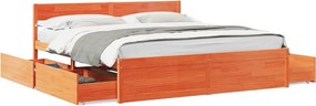 vidaXL Cadru de pat fără saltea, maro ceruit 180x200 cm lemn masiv pin