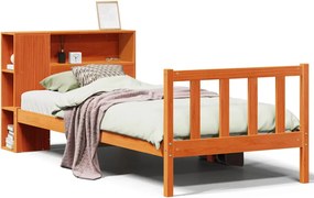 vidaXL Pat bibliotecă fără saltea maro ceruit 75x190 cm lemn masiv pin