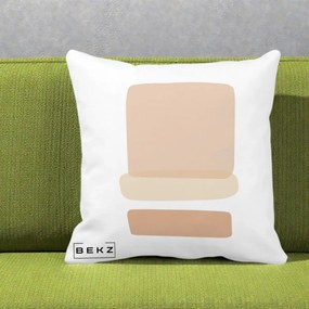 Perna Decorativa Abstract Forme Bej Poudre, 40x40 cm, Alba Mata, Husa Detasabila, Perna Inclusa, BEKZ®