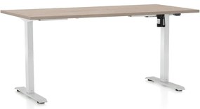 Masa inaltime reglabila OfficeTech A, 160 x 80 cm, bază albă, stejar