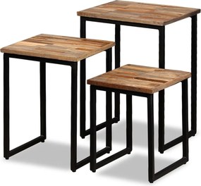 vidaXL Set măsuțe cafea suprapuse 3 piese, lemn masiv de tec reciclat