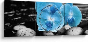 Tablou - Orhidee albastră (cu ceas) (90x30 cm)