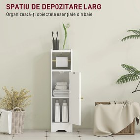 HOMCOM Dulap Compact pentru Baie cu Suport Hârtie Igienică - Alb | Aosom Romania