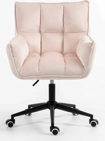 HR560K Scaun Catifea Roz Pudra cu Bază Neagră