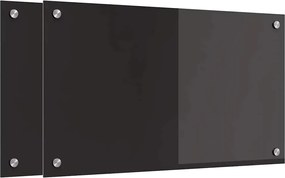vidaXL Panou de bucătărie 2 pcs Negru 70 x 40 cm sticlă securizată