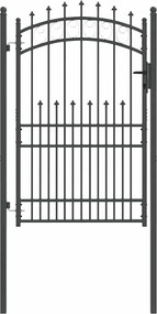 vidaXL Poartă de gard cu țepi Gri 200 x 100 cm Oțel vopsit în pulbere