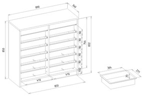 Organizator, Compact Storage, UnicUtil, 89 x 34 x 85 cm, Alb-Maro, UUORG19