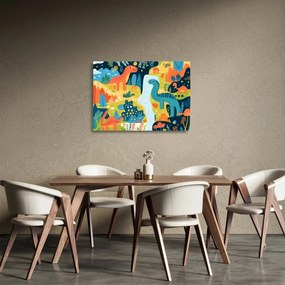 Tablou pe sticlă - Dinozauri veseli (70x50 cm)