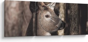 Tablou - Cerb în pădure (cu ceas) (90x30 cm)