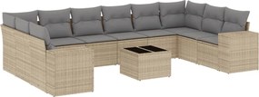 vidaXL Set canapele de grădină cu perne, 11 piese, bej, poliratan
