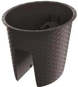 Ghiveci decorativ de flori, oval, pentru balustrade, maro, 29.8x24.2x22.5 cm, Ratolla Railing Oval
