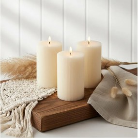 Set de 3 lumânări LED BRILLO, 12,5 cm, crem, alimentare 3xAAA, cu telecomandă