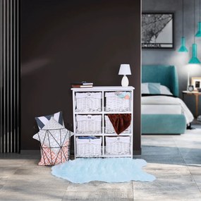 Comoda, lemn rachita material textil, alb, RAFAELLO 6