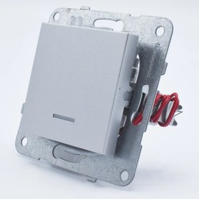 Intrerupator simplu cu led, 10A, IP20, Argintiu, Panasonic Arkedia Slim/Karre Plus