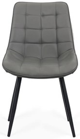 Scaun living gri BUC 206P din piele ecologică și cadru metalic vopsit