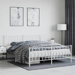 374507 vidaXL Cadru pat metalic cu tăblie de cap/picioare , alb, 160x200 cm