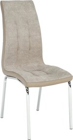 Scaun dining GERDA NEW, bej/crom, textil/piele ecologica/metal, 42x58x