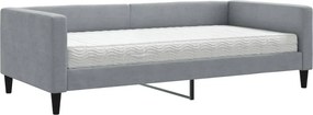 vidaXL Pat de zi cu saltea, gri deschis, 100x200 cm, textil