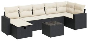 3325412 vidaXL Set mobilier de grădină cu perne, 8 piese, negru, poliratan