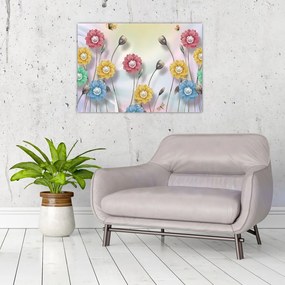 Tablou pe sticlă - Lunca colorată (70x50 cm)