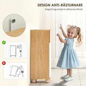 HOMCOM Dulap de Baie cu Dulăpior cu 2 Rafturi și Compartiment Deschis, Alb și Lemn | Aosom Romania