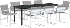 vidaXL Set de masă pentru grădină 9 pcs Alb Oțel vopsit electrostatic