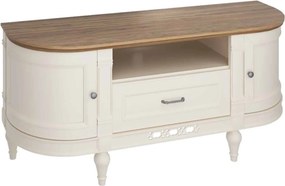 Comodă TV lemn masiv crem Provence -Natur, 134 × 39 × 59 cm