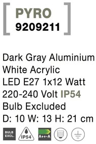 Aplica pentru iluminat exterior IP54 PYRO NVL-9209211