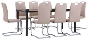 3053120 vidaXL Set mobilier bucătărie, 9 piese, cappuccino, piele ecologică