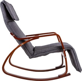 Scaun oscilant cu suport reglabil pentru picioare, cadru din lemn hazel - gri