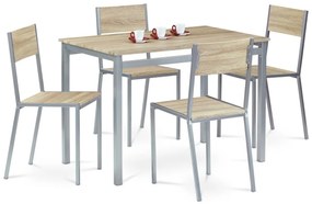 Set de masă HARVEY cu 4 scaune, 110 x 70 x 77 cm,stejar Sonoma