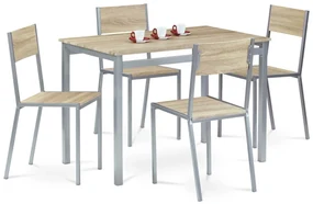 Set de masă HARVEY cu 4 scaune, 110 x 70 x 77 cm,stejar Sonoma