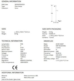 Lampadar/Lampa de podea LED design modern Esino alb