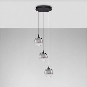Lustra moderna cu 3 pendule LED, Metal, Sticla, Fumuriu, ORENDA
