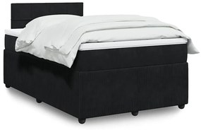 vidaXL Pat box spring cu saltea, negru, 120x200 cm, catifea
