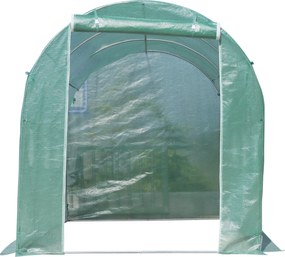 Outsunny Serra a Tunnel da Giardino Struttura in Acciaio con 6 Finestre e Porta Avvolgibili, 400x200x210cm verde 400x200x210cm