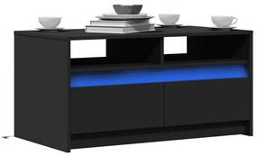 vidaXL Măsuță de cafea cu lumini LED, negru, lemn prelucrat