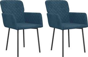 vidaXL Scaune de sufragerie, 2 buc., albastru, catifea