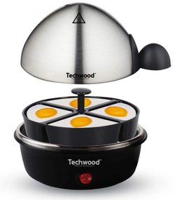 Fierbator pentru ouа Techwood TO-007, 350W, 7 oua, Functie de prajire pana la 4 ouăa, Alarma, Negru/Inox