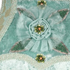 Abajur din textil, turcoaz, formă dreptunghiulară, 17 x 22 x 18 cm, „Victoria”