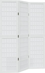 vidaXL Paravan cameră 3 panouri, alb, lemn masiv paulownia