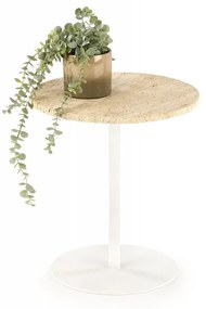 Masa de cafea Traverso travertin/alb ø40/h45 cm