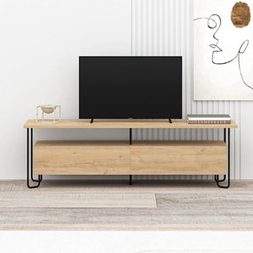 Masă TV în culoare naturală cu aspect de lemn de stejar 150x45 cm Dilly – Marckeric